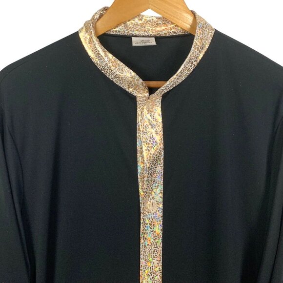 Body Wrappers Stained Glass Robe M Praise Dance Black Gold Trim Worship Clergy - Picture 3 of 11